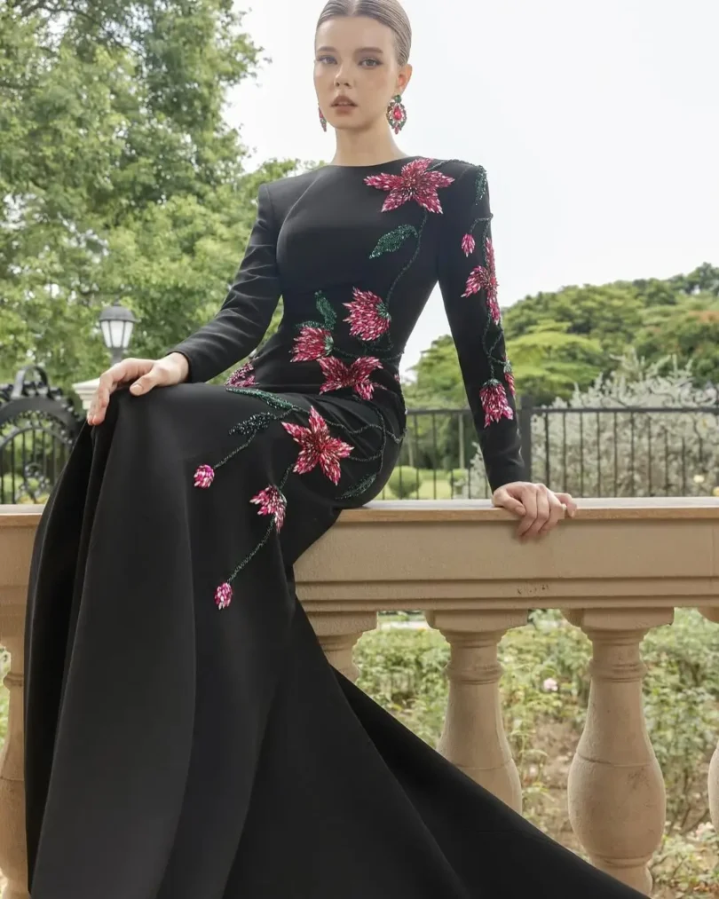customized Long Sleeves Black Prom Dresses Birthday Dubai Saudi Arabic Evening Gowns Floor Length Formal Party Dress - Image 2
