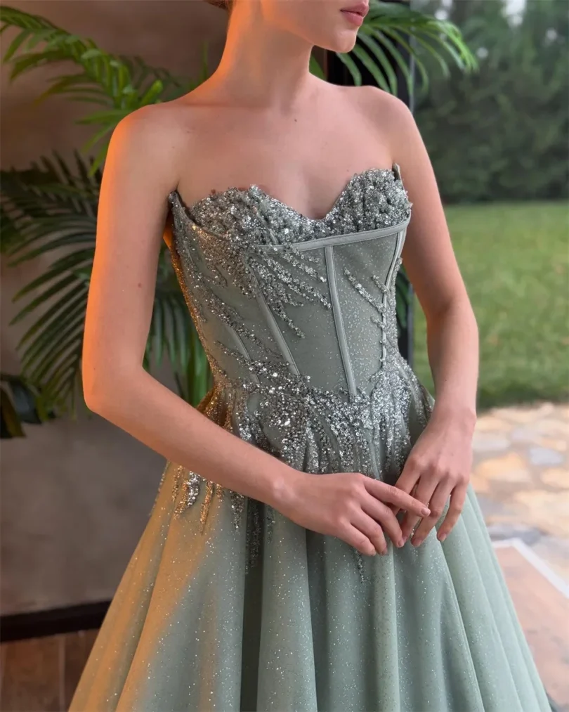 customized Celebrity Prom Dresses Sequins Sleeveless vestidos de noiva Party Gowns A-Line Floor-Length Formal Evening Dresses - Image 3