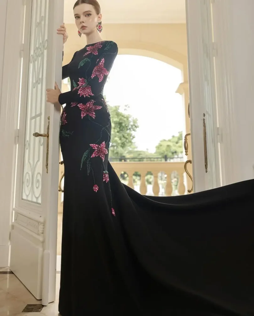 customized Long Sleeves Black Prom Dresses Birthday Dubai Saudi Arabic Evening Gowns Floor Length Formal Party Dress - Image 4