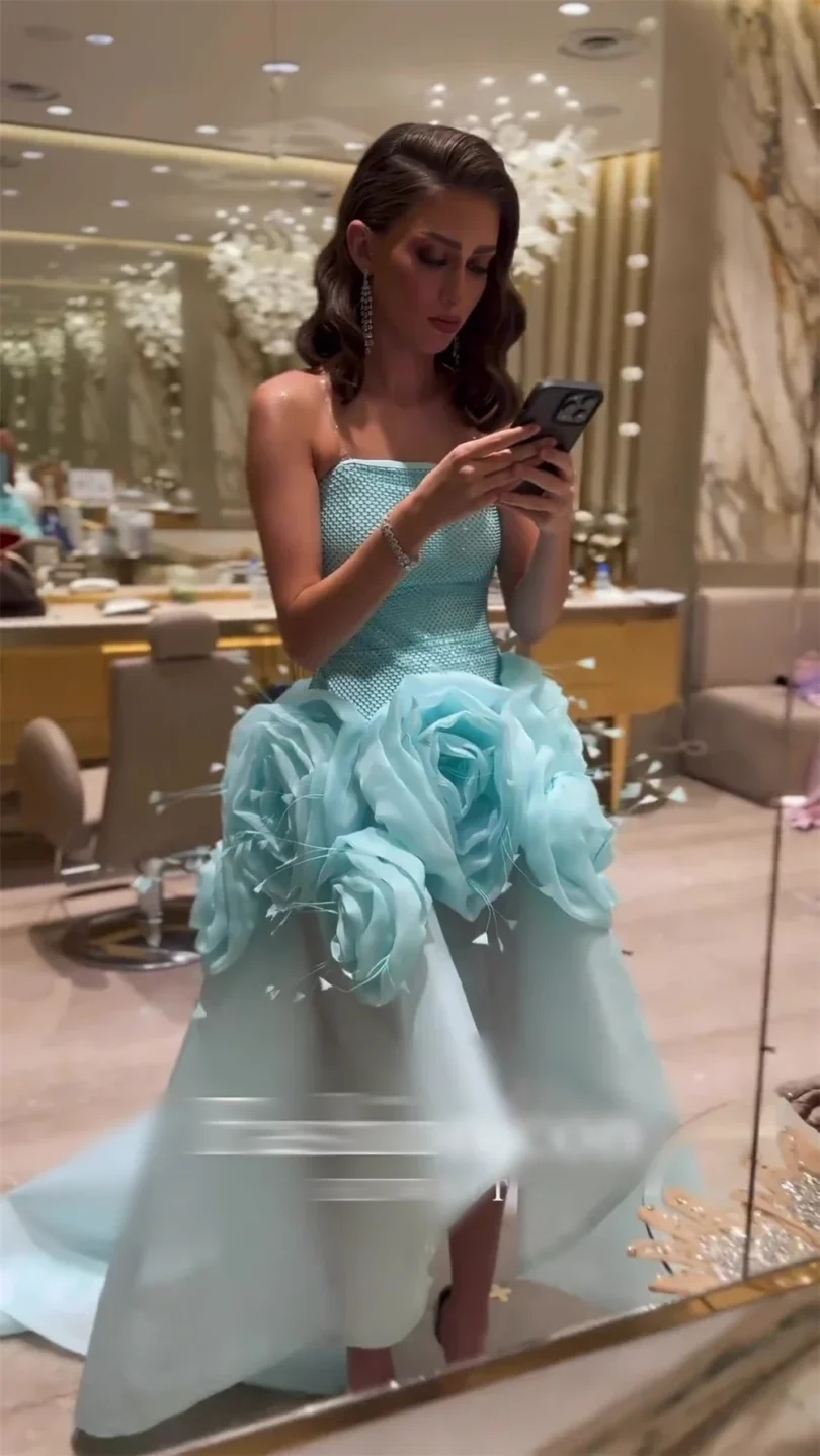 customized Celebrity Prom Dresses Slevesless Strapless Party Gowns Vestidos De Fiesta Pleated Beading Floor Length Evening Dress - Image 3