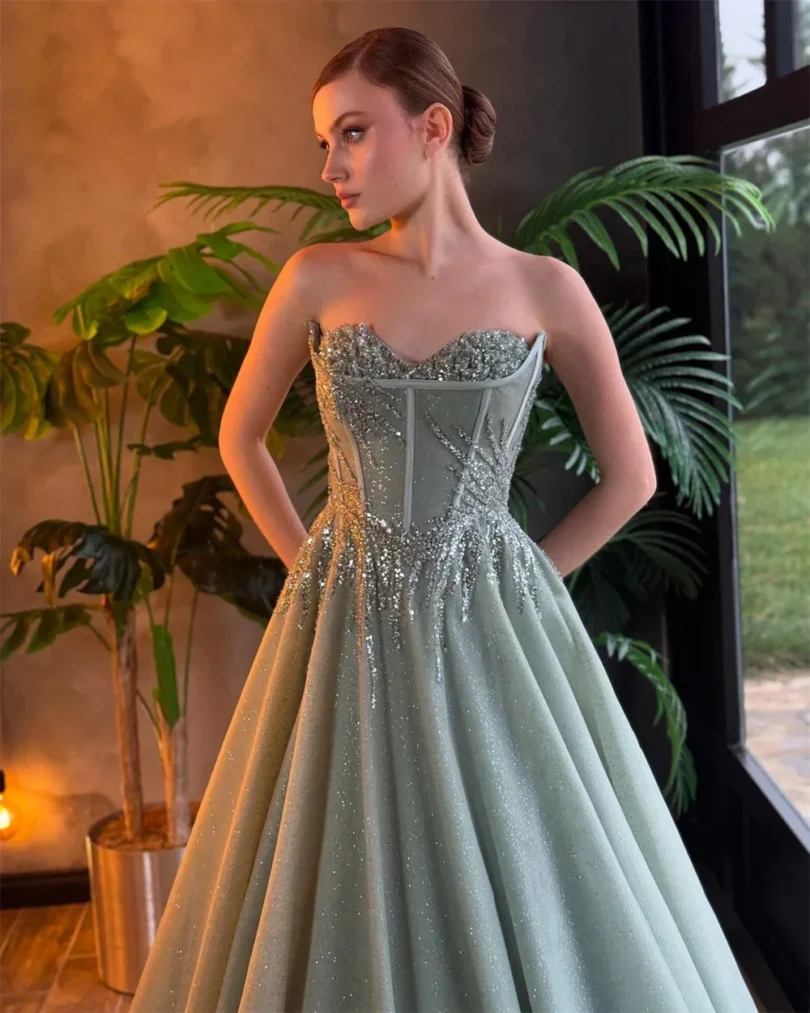 customized Celebrity Prom Dresses Sequins Sleeveless vestidos de noiva Party Gowns A-Line Floor-Length Formal Evening Dresses - Image 2