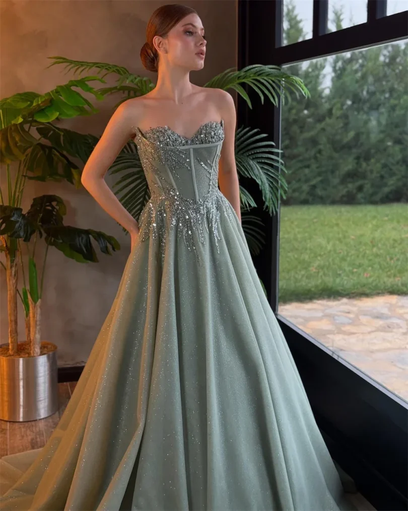 customized Celebrity Prom Dresses Sequins Sleeveless vestidos de noiva Party Gowns A-Line Floor-Length Formal Evening Dresses
