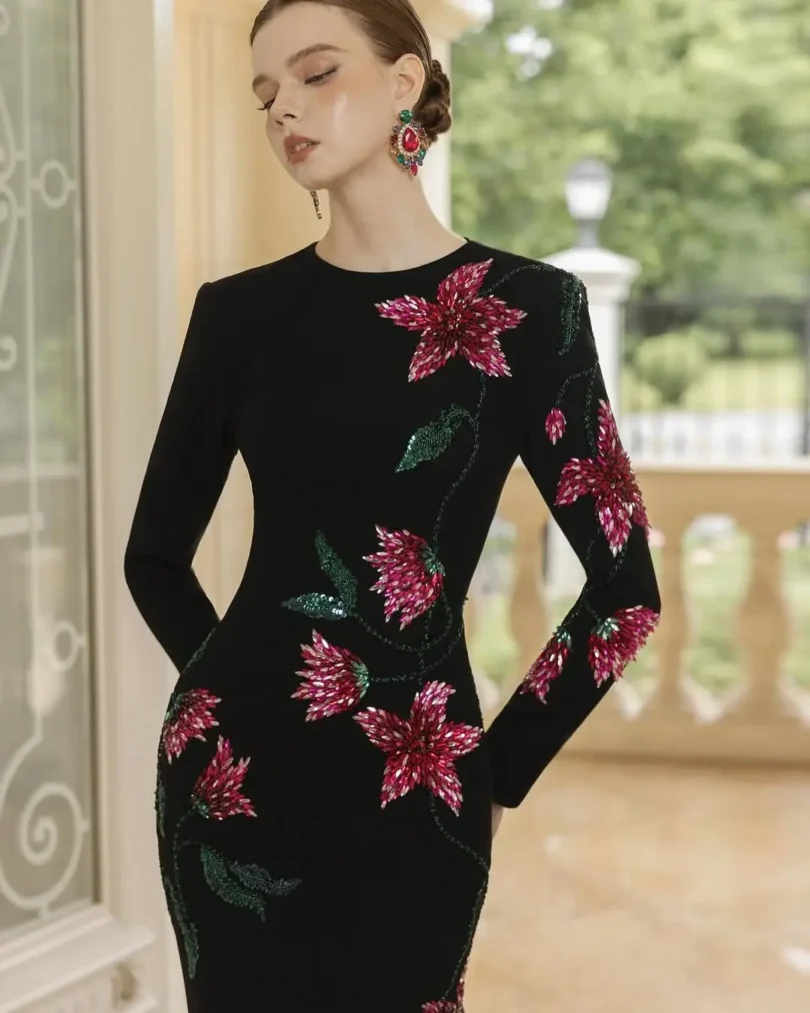 customized Long Sleeves Black Prom Dresses Birthday Dubai Saudi Arabic Evening Gowns Floor Length Formal Party Dress - Image 3