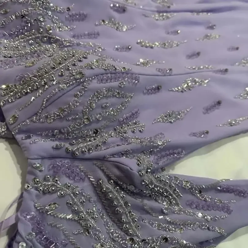 Saudi Arabia Mermaid Prom Dresses lilac Mermaid Cap Sleeve High Split Beaded Luxury Evening Dresses Women Wedding Party Gowns - Image 4