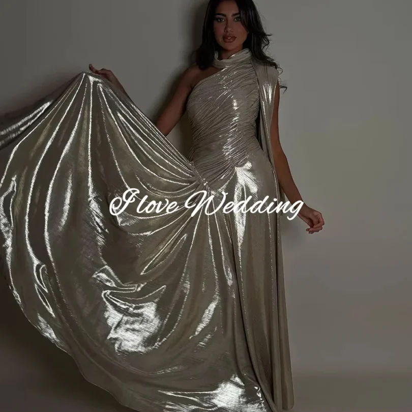 Shiny Prom Dress 2025 One Shoulder A Line Long Formal Occasion Dresses Women Luxury Tight Wedding Party Gowns Customized - Image 4