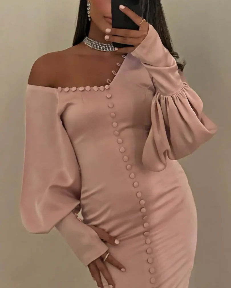customized Prom Dresses Birthday Dubai Saudi Arabic Pink long Sleeve Evening Gown Floor Length Formal women Occasion Party Dress - Image 4