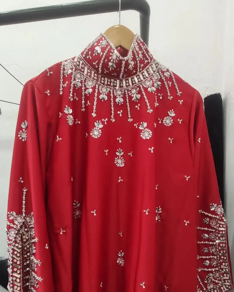 customized Red Long Sleeves Evening Dresses Floor Length Prom Dresses Crystals Beads Vestidos De Noches Formal Party Gowns - Image 5