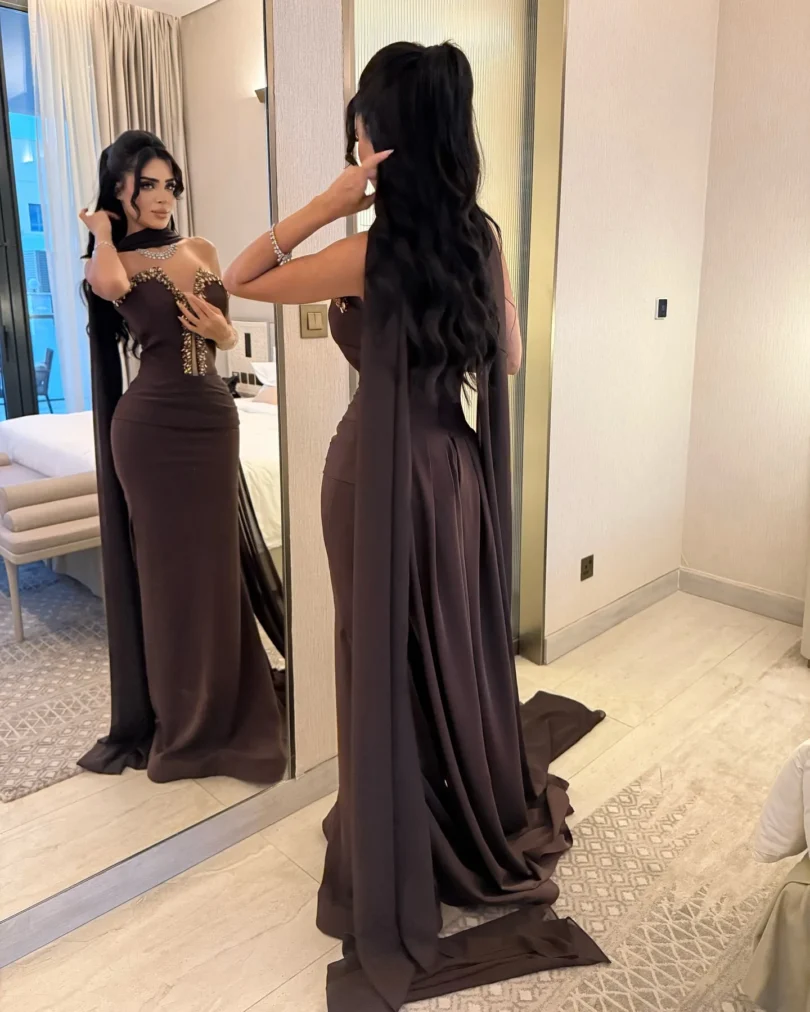 customized Sleevesless Prom Dresses Birthday Party Dress Slit Cape Strapless Neck Women Formal Evening Dresses - Image 3