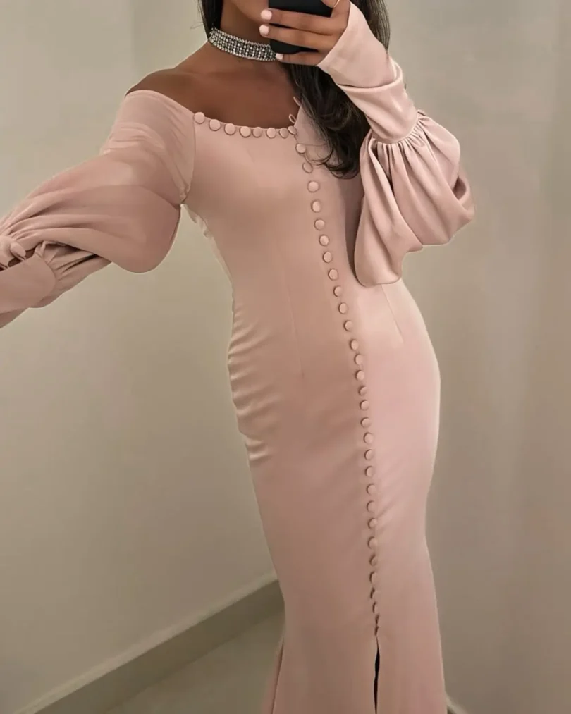 customized Prom Dresses Birthday Dubai Saudi Arabic Pink long Sleeve Evening Gown Floor Length Formal women Occasion Party Dress - Image 5