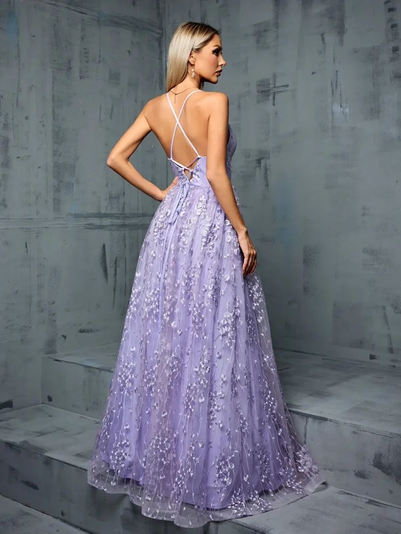 Mgiacy Halter V-neck embroidered lace sexy backless full skirt Evening gown Ball dress Party dress Bridesmaid dress - Image 2