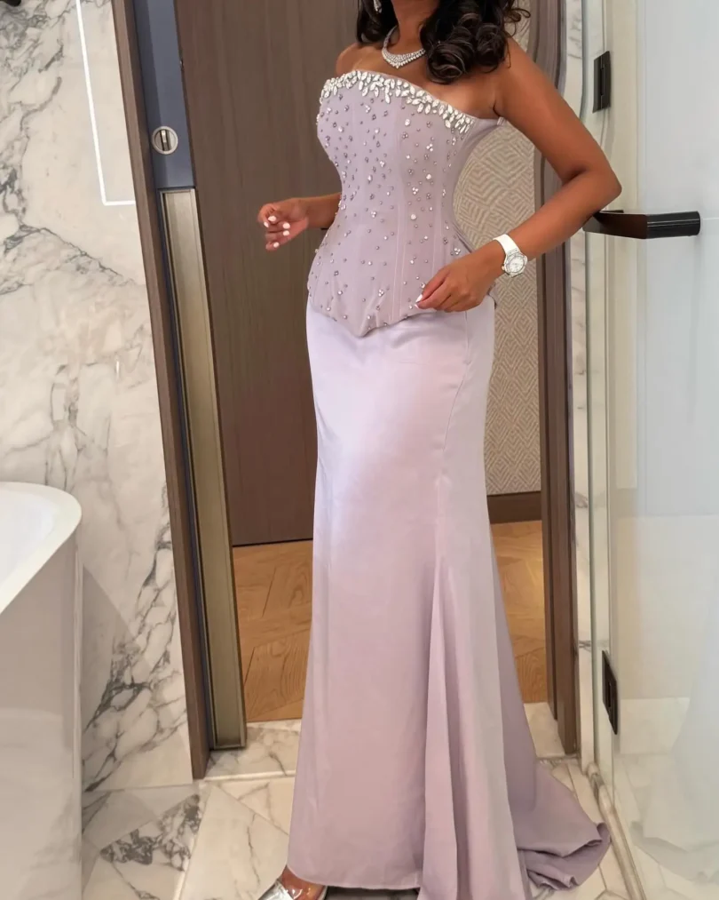 customized Sleevesless Prom Dresses Birthday Dubai Saudi Arabic Evening Gowns Lalic Floor Length Formal Occasion Party Dress - Image 2