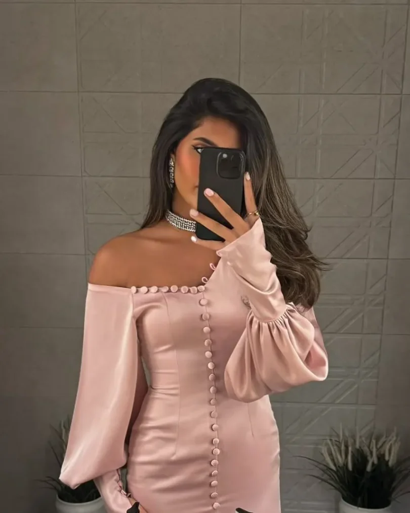 customized Prom Dresses Birthday Dubai Saudi Arabic Pink long Sleeve Evening Gown Floor Length Formal women Occasion Party Dress - Image 2