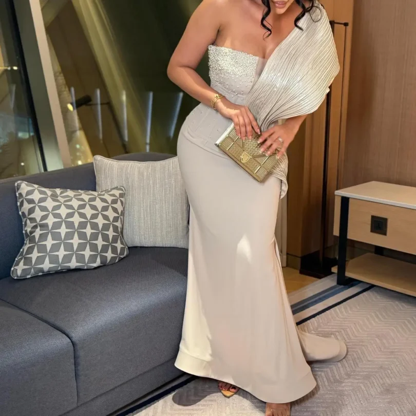 customized One Shoulder Prom Dresses Birthday Dubai Saudi Arabic Evening Gowns Floor Length Sleevesless Formal women Party Dress - Image 5