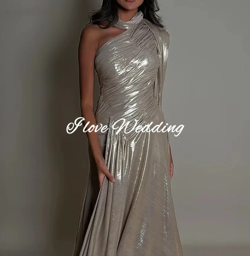 Shiny Prom Dress 2025 One Shoulder A Line Long Formal Occasion Dresses Women Luxury Tight Wedding Party Gowns Customized - Image 3