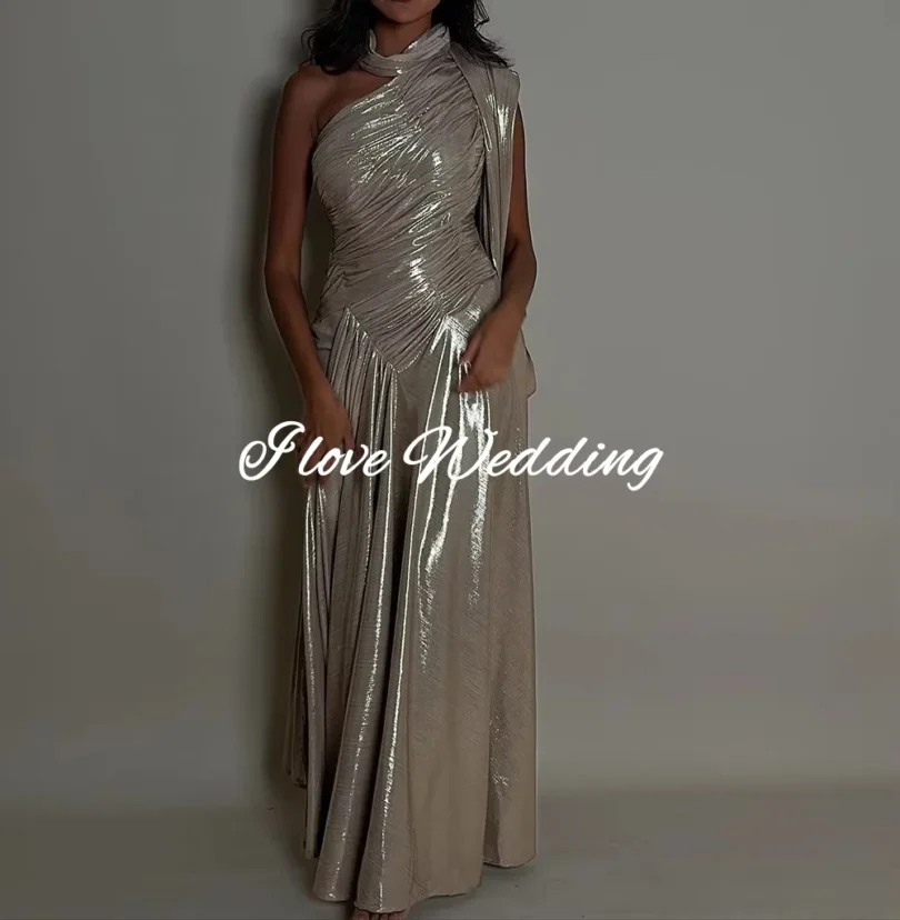 Shiny Prom Dress 2025 One Shoulder A Line Long Formal Occasion Dresses Women Luxury Tight Wedding Party Gowns Customized - Image 2