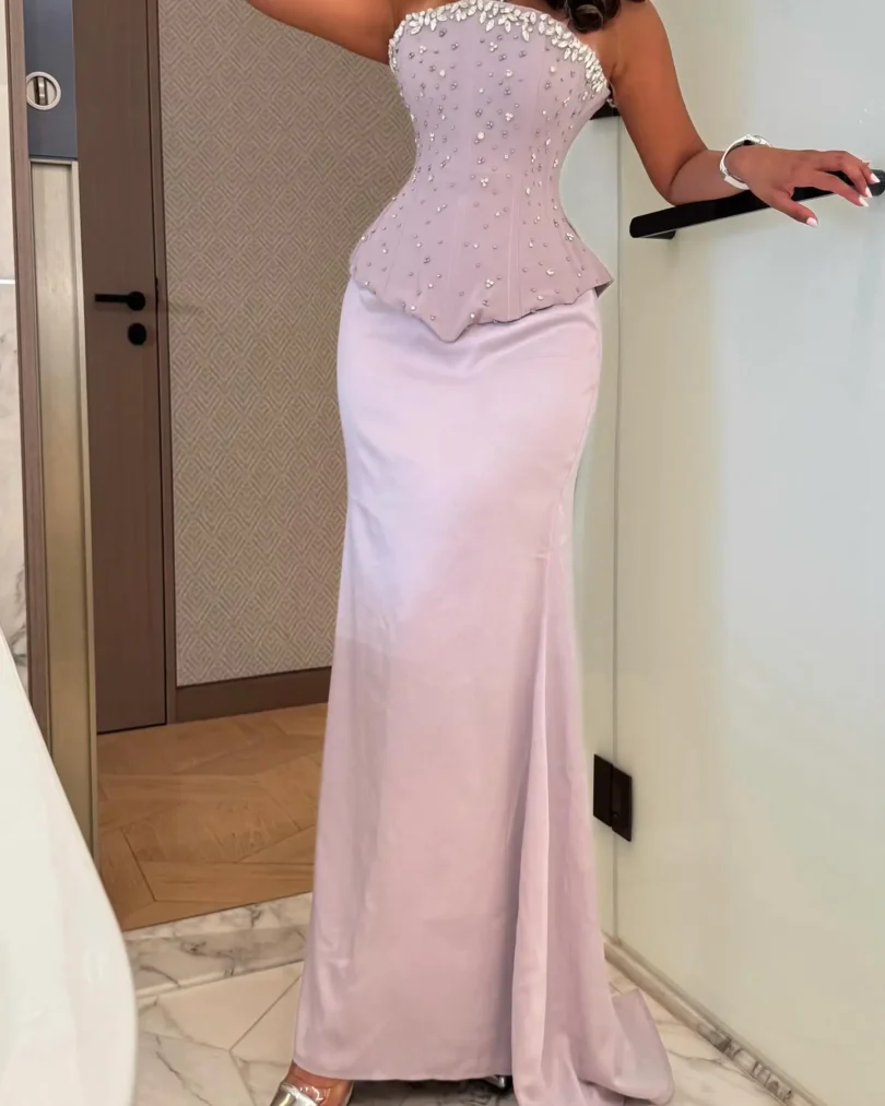 customized Sleevesless Prom Dresses Birthday Dubai Saudi Arabic Evening Gowns Lalic Floor Length Formal Occasion Party Dress - Image 3