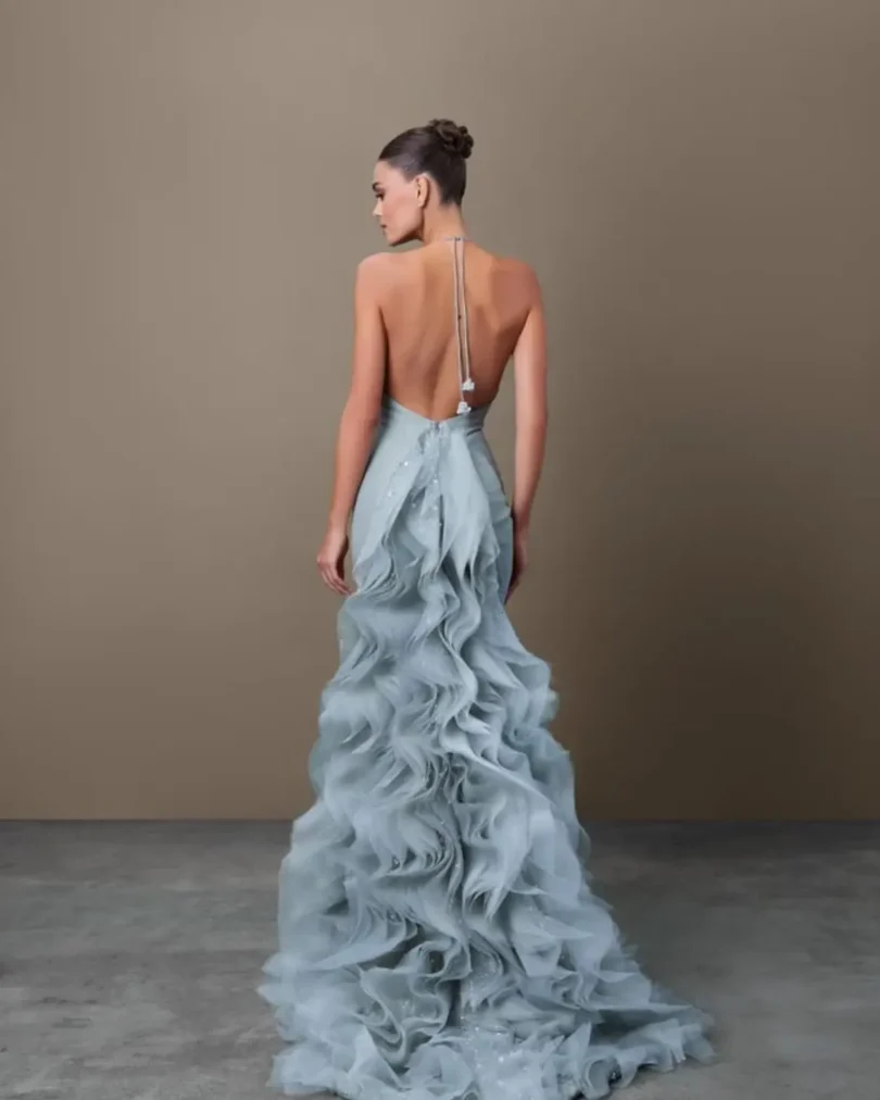customized Sleevesless Prom Dresses Birthday Dubai Saudi Arabic Evening Gowns Sky Blue Floor Length Formal Occasion Party Dress - Image 2